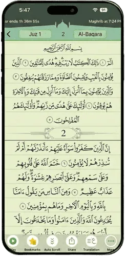 Read Quran feature in Quran Majeed app